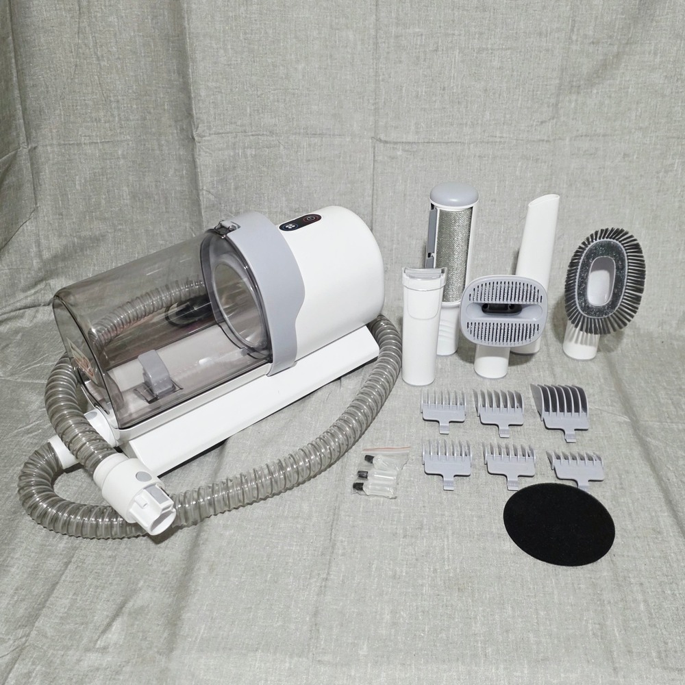 Pet Grooming Vacuum Kit with Clippers, Professional Dog Cat Grooming Tools White